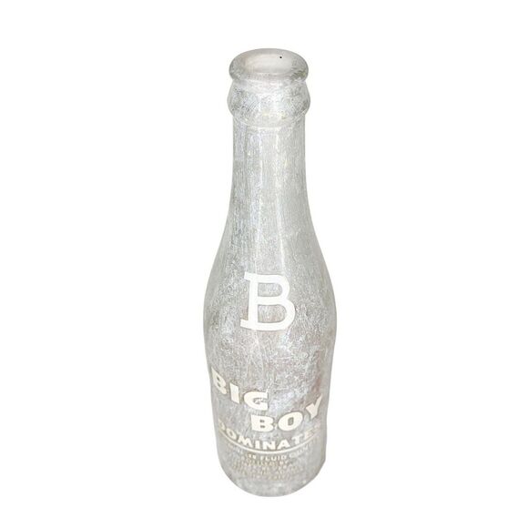 Vintage 1930s/40s Big Boy Beverages Glass 12 Oz. Empty Heavy Soda Bottle - Picture 3 of 5